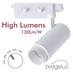 Foco carril Monofásico PIKE RAIL LED 15-20-25-30-35W, 3CCT, 15º-60º, blanco