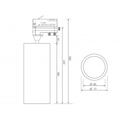 Conector doble 300mm Carril SLIM 48V, negro
