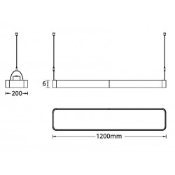Lámpara VARM, 48W, 120cm, superficie/suspendido
