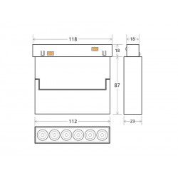 MAGNETIC Linear TAK 118mm Basculante, 6W