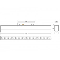 MAGNETIC Linear TAK Basculante 328mm, 18W, CRI90