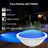 Lámpara LED PAR56 para piscinas, G53, 30W, AZUL Cristal