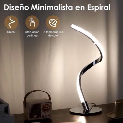 Lámpara de Mesa Táctil LED Spiro en Espiral (6W, CCT Regulable)