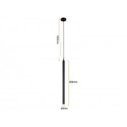 Lámpara colgante PROLUX 600mm, 3W, CCT, negro