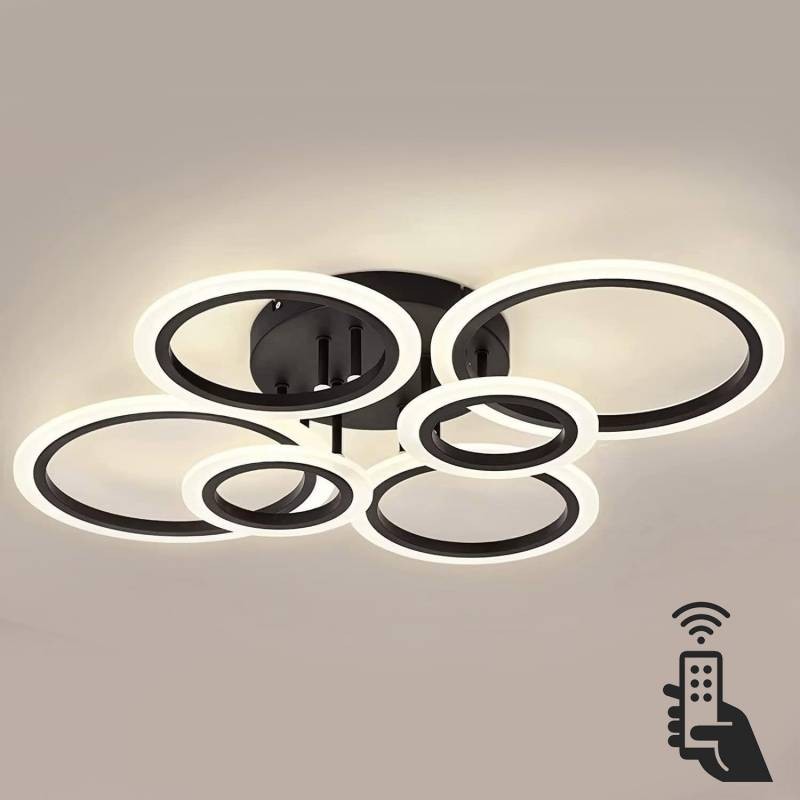 Luminaria CYCLE 6 aros, 75W, CCT, 0-10V, mando+WiFi, antracita