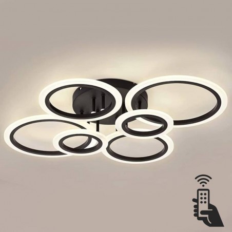 Luminaria CYCLE 6 aros, 75W, CCT, 0-10V, mando+WiFi, antracita