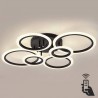 Luminaria CYCLE 6 aros, 75W, CCT, 0-10V, mando+WiFi, antracita