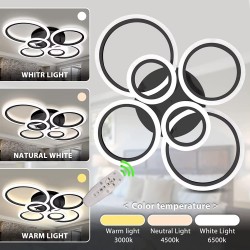 Luminaria CYCLE 6 aros, 75W, CCT, 0-10V, mando+WiFi, antracita
