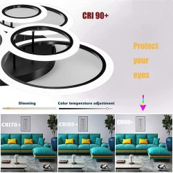 Luminaria CYCLE 6 aros, 75W, CCT, 0-10V, mando+WiFi, antracita