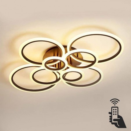 Luminaria CYCLE 8 aros, 160W, CCT, 0-10V, mando+WiFi, antracita