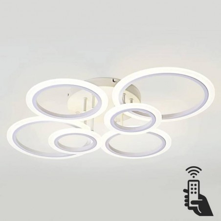 Luminaria CYCLE 75W 6 Aros Blanca CCT Regulable 0-10V con Mando y WiFi