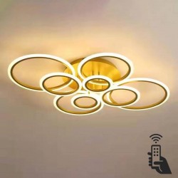 Luminaria CYCLE 8 aros, 160W, CCT, 0-10V, mando+WiFi, golden