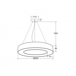Luminaria colgante o superficie PULL, Ø600mm, 50W, negro
