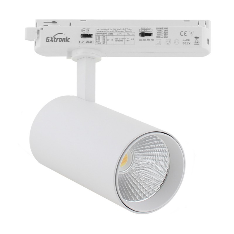 Foco carril Monofásico CRONOLUX, 40W-28W, blanco, 38º, UGR13, DUAL Carnes y Pescados