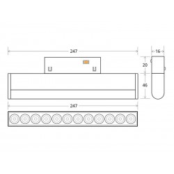 Conector I Carril SLIM 48V, negro