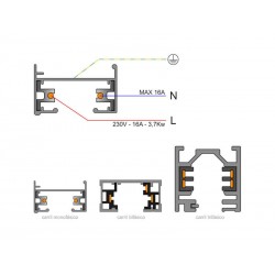 Conector X vertical Carril SLIM 48V, negro