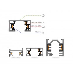 Conector L vertical Carril SLIM 48V, negro