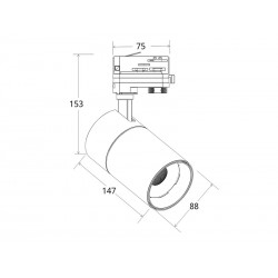 Conector doble 130mm Carril SLIM 48V, negro