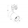 Conector doble 130mm Carril SLIM 48V, negro
