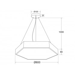 Luminaria colgante o superficie XAGON FULL, Ø600mm, 50W, negro