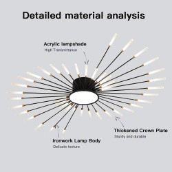 Lámpara Fireworks Led, 42W+8W, Ø128cm, CCT, antracita + mando