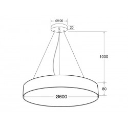 Luminaria colgante o superficie PUCK, Ø600mm, 50W, blanco
