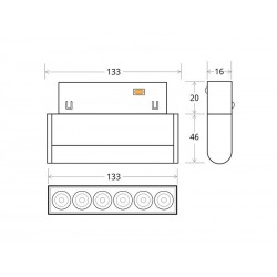 MAGNETIC Linear TAK Basculante 135mm, 6W, CRI90