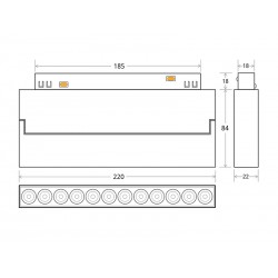 MAGNETIC Linear TAK 220mm Basculante, 12W