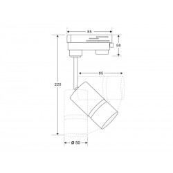 Foco carril Monofásico mini CRONOLUX RAIL LED blanco 9W