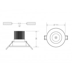Downlight LUXON Chip Led CREE + Driver Regulable Triac, 12W