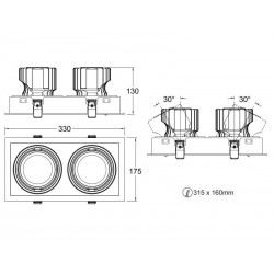 Downlight Led, KARDAN, 2 focos, 60W