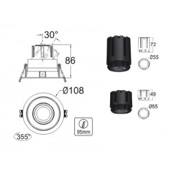HOTEL Housing Kit  Ø55mm Basculante Titanio 49