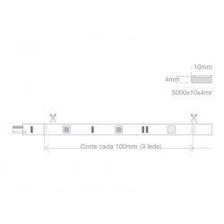 Tira LED SMD5050, DC12V, 5m (60 Led/m), ROSA - IP65