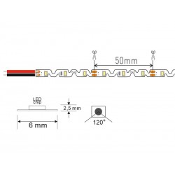 Tira contorno Zig Zag LED SMD2835, DC12V, 5m, (72Led/m), 50W, IP20