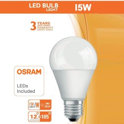 Bombilla LED E27 A60, 15W, 180º, OSRAM Chip