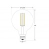 Bombilla Led E27 COB filamento 8W, Ø125x176mm, Regulable