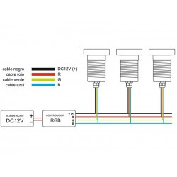Foco Led sumergible Empotrado, DC12V, 6W, RGB, IP68, 4 hilos