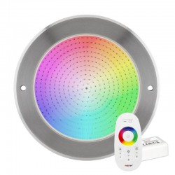 Kit Lámpara LED SLIM 5mm Ø230mm para piscinas, 12V AC/DC, IP68, 35W, RGB, acero inox...