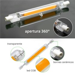 Bombilla LED R7S, 8W, COB, 360º, 118mm
