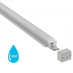 Perfil aluminio KOR para tiras LED, 2 metros, IP67