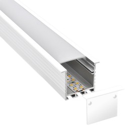 KIT - Perfil aluminio TEITO para tiras LED, 1 metro, blanco