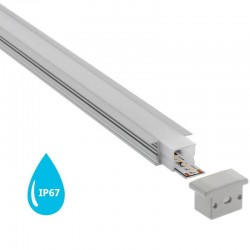 Perfil aluminio KOR IN para tiras LED, 2 metros, IP67