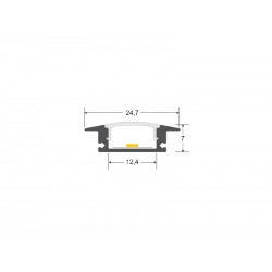 KIT - Perfil aluminio LISEN para tiras LED, 2 metros, negro