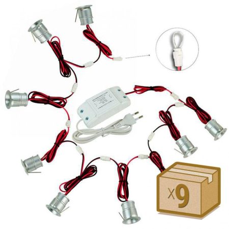 PACK 9 x Foco Led VOLTA MINI, 9x1W, Regulable TRIAC, Blanco neutro, regulable
