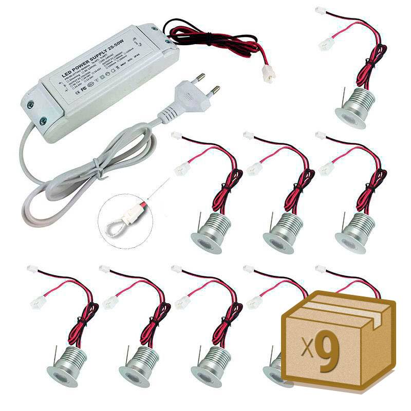 PACK 9 x Foco Led SUN MINI, 9x1W, Blanco neutro