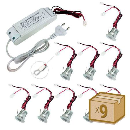 PACK 9 x Foco Led SUN MINI, 9x1W, Regulable TRIAC, Blanco neutro, regulable