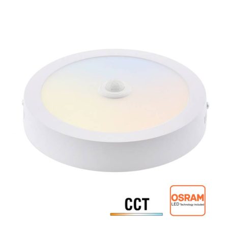 Plafón LED Circular de Superficie 24W con Sensor PIR y Selector 4CCT Multipotencia, 3000-4000-6000K
