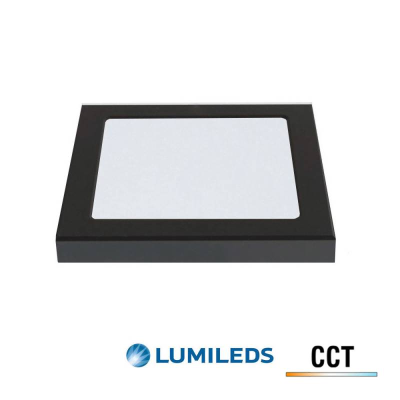 Downlight / Plafón Led KUB, 18W, LUMILED Chip, CCT ajustable, negro, 3000-4000-6000K