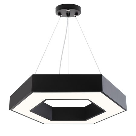 Luminaria colgante o superficie XAGON, Ø600mm, 50W, negro, Blanco neutro