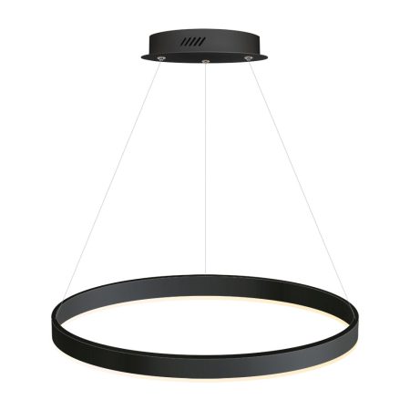Luminaria superficie o suspendida RING 37W, Ø600mm, negro, Blanco cálido